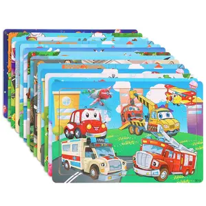 30 pieces of wooden puzzle for children, animals, dinosaurs, cartoons, wooden flat puzzle for kindergarten early education, intellectual toys to improve hands-on ability, gifts