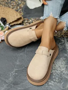 Women's Fashionable Solid Color Mules, Casual Comfortable Platform Sole Slippers for Indoor & Outdoor Wear, All-match Shoes for Commute & Daily Wear