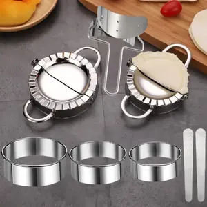 Multifunctional Dumpling Press Set, Stainless Steel Dumpling Maker Set Ravioli Mold, Pastry Cutter, Food Contact Safe, Includes Dough Cutter and Dumpling Molds for Kitchen
