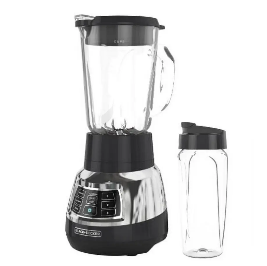 Black & Decker Quiet Blender, 48 oz Glass Jar, Personal Blending Jar, 900 W Peak Power, 3 Speeds, 3 Auto Functions
