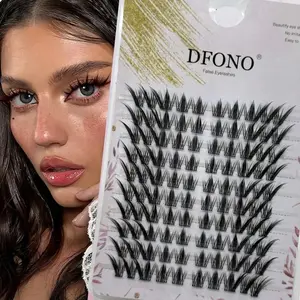 Natural Thick Single Strand False Eyelashes, 10 Rows 100 Clusters, C Series, Fox Style, Imitation Pure Wild Sources, Home Use, Beginner-Friendly, Makeup