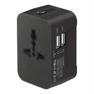 3 in 1 Universal Travel Adapter, Portable Wall Charger, Multifunctional Wall Charger for Laptop, Phone & Tablet Charging, Dual USB Adapters