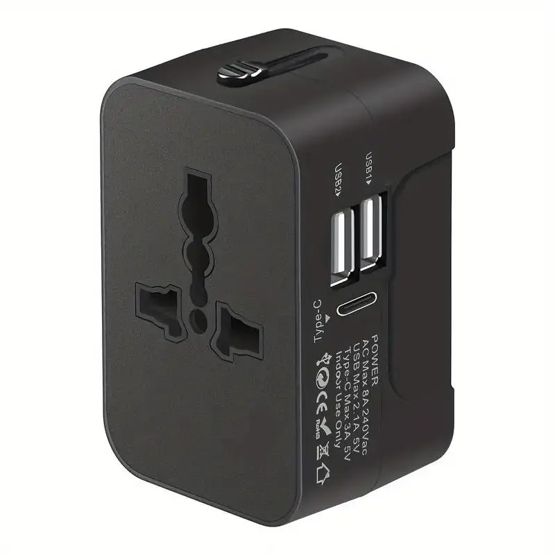 3 in 1 Universal Travel Adapter, Portable Wall Charger, Mobile Phone Charger, Cell Phone Charger, Multifunctional High Power Wall Charger for Laptop, Phone & Tablet Charging, Dual USB Adapters, Charger Combo