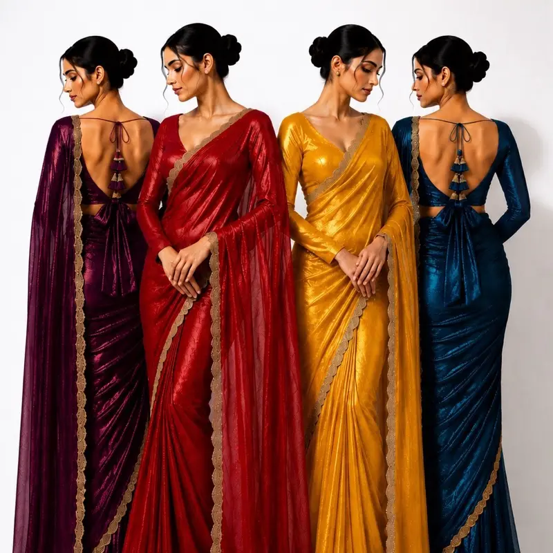 Women's Beautiful Saree with Blouse, Elegant Comfy Fabric, Tied Bow Fashion Accessory