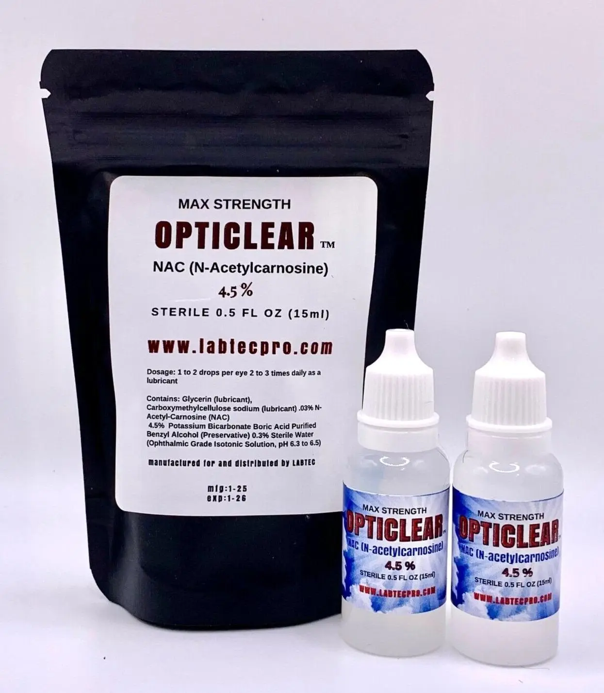 2-Pack 4.5% NAC N-Acetylcarnosine Eye Drops, 15ml Vial Cataract Eye Care Support Drops for Personal Care
