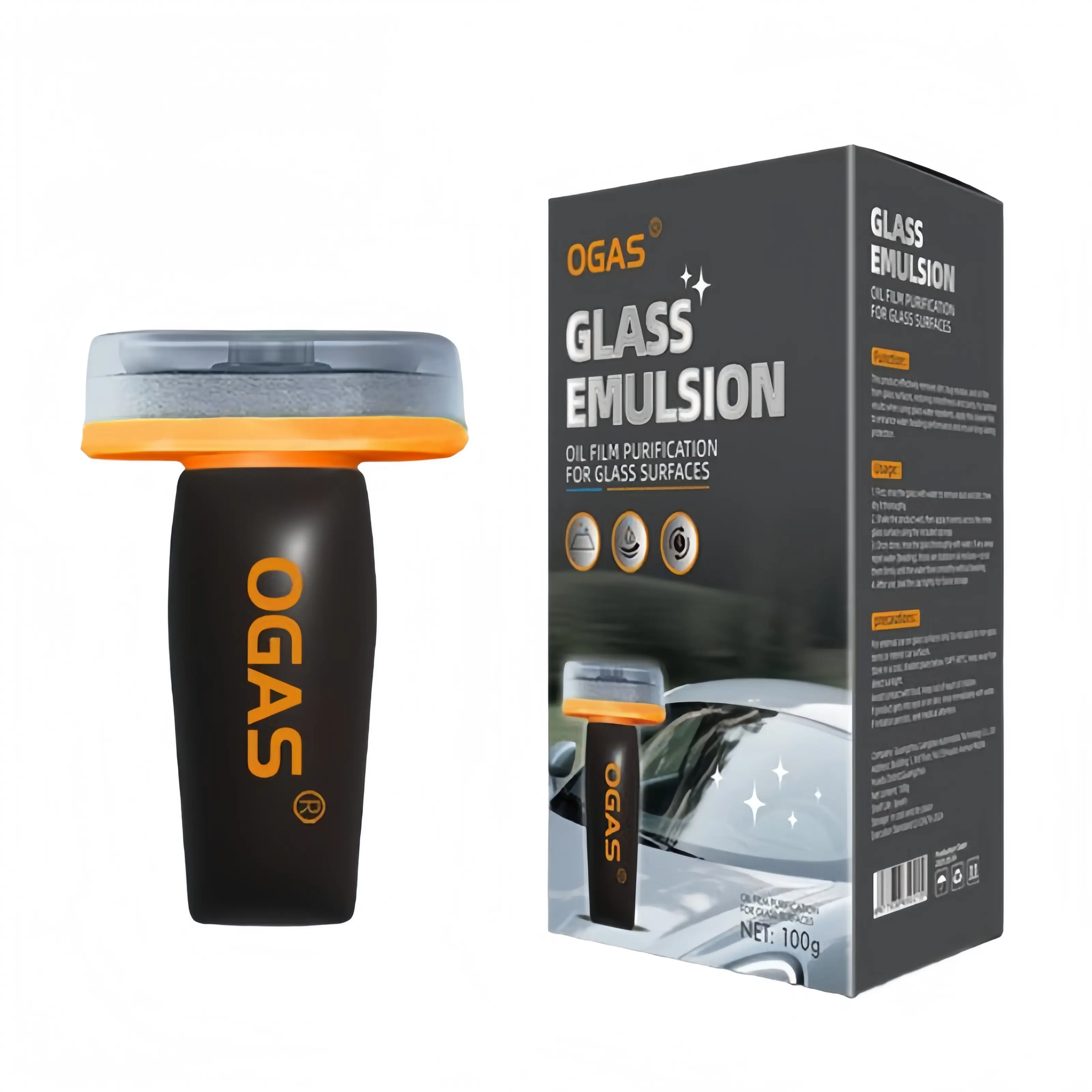 Windshield Oil Film Eraser Wand - All-in-One Pro Kit with Glass Cleaning Emulsion Formula and Sponge - The Ultimate Streak-Free Solution to Prep for Rain Repellents