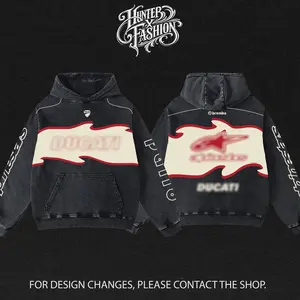 DucaTi X A-stars Biker Hoodie Washed Vintage Racing Streetwear, Motorcycle Graphic Hoodie Unisex, Designed for Motor Fans, Sportbike Culture, Speed Lovers & Urban Motorbike Style