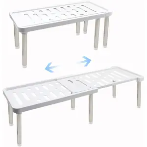 PrimPick Expandable Cabinet Organizer Shelf, 13.8 x 6.9 x 5.9 in kitchen Cupboard Organizer, Free Standing Spice Rack, Retractable Storage Racks for Bathroom, Countertop, Pantry, Bathroom Organizing Accessories