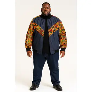 Men's Afrocentric Longsleeves Bomber Jacket - Traditional Cultural Aesthetic Design, Bold Geometric Prints, Warm Casual Outerwear