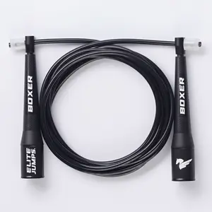 Elite Jumps Boxer Jump Rope 3.0 for Fitness & Cardio Training | Professionally Designed Boxing Jump Rope w/Smooth Action Polymer Handles & Slip-Resistant Grips | Tangle-Free PVC