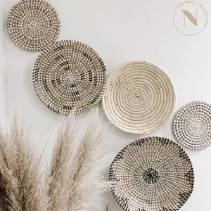 Boho Wall Basket Set of 5 Woven Baskets