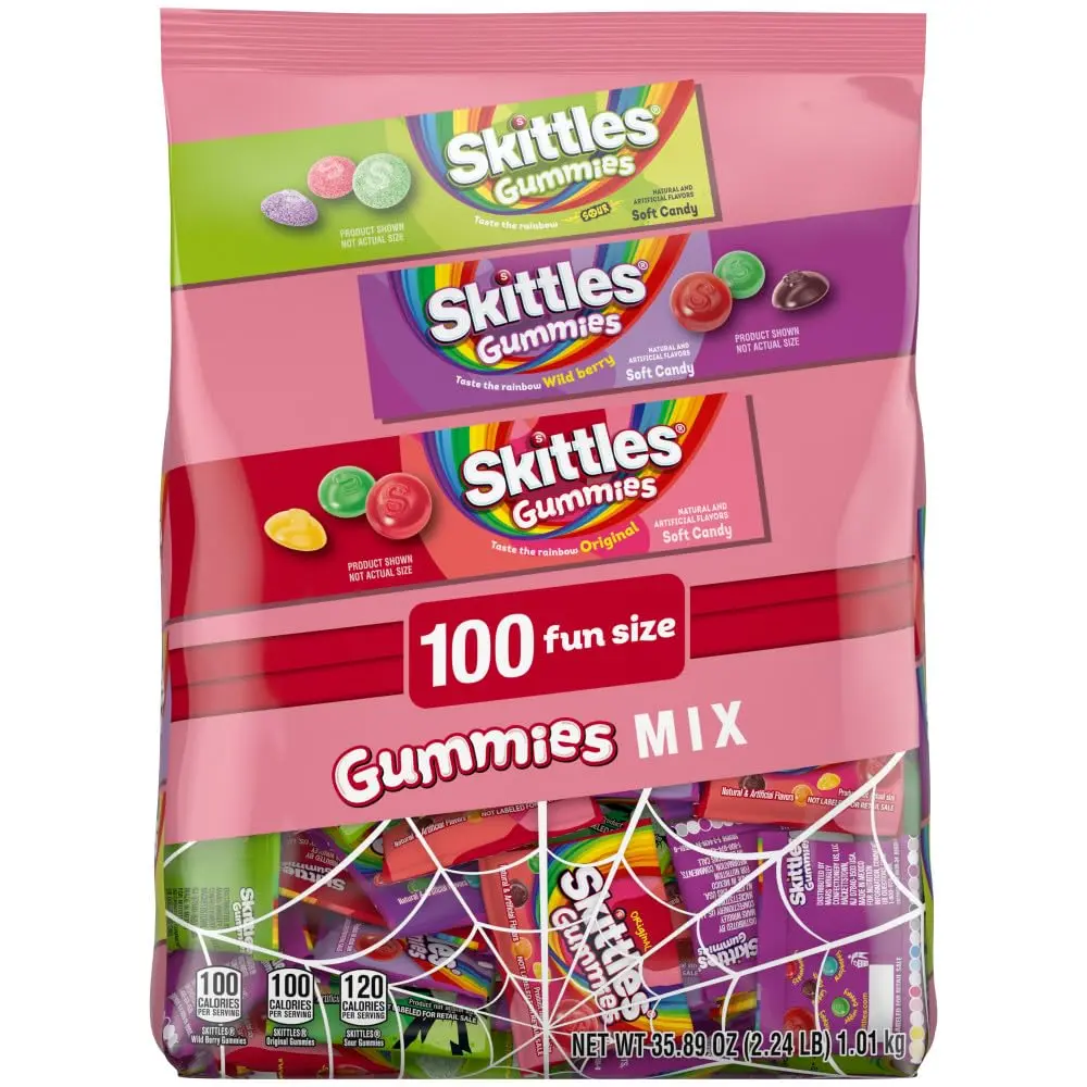 Skittles Gummies Variety Fun Size Stand Up Pouch Halloween 35.89 Ounces Each