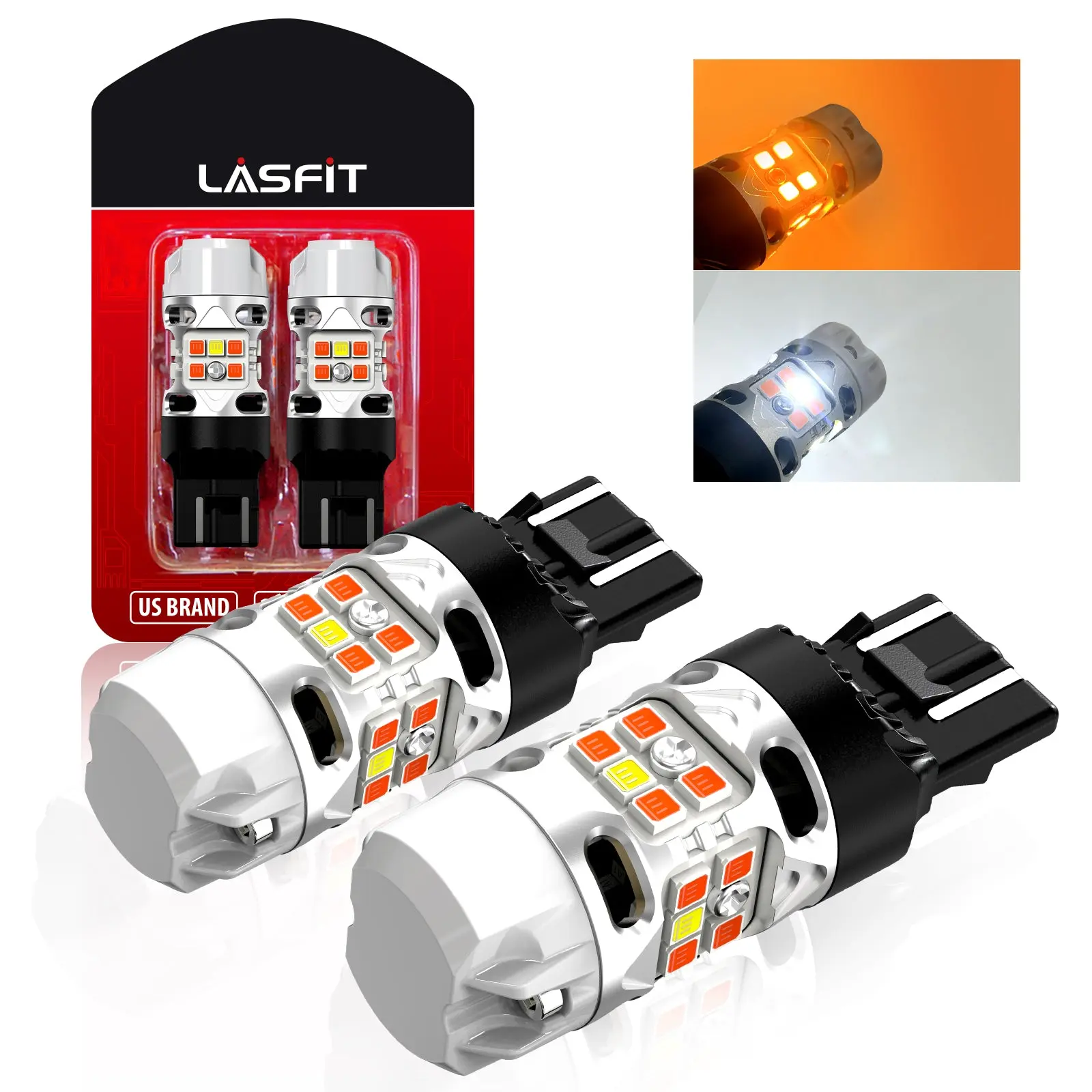 Lasfit 7443 7444 LED Car Turn Signal Bulbs - CanBus-Ready Switchback, T3 Series LED Bulb Kit, 2 PCS, Led Lights Car, Bulb Kit Set