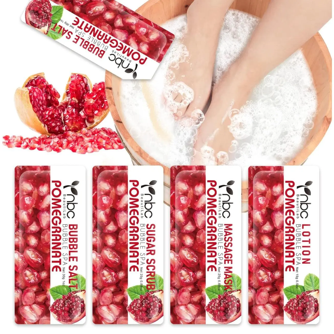 NBC Beautilab Deluxe Pedicure Kit “Pomegranate “, Exfoliating Foot Mask, Foot Care Product