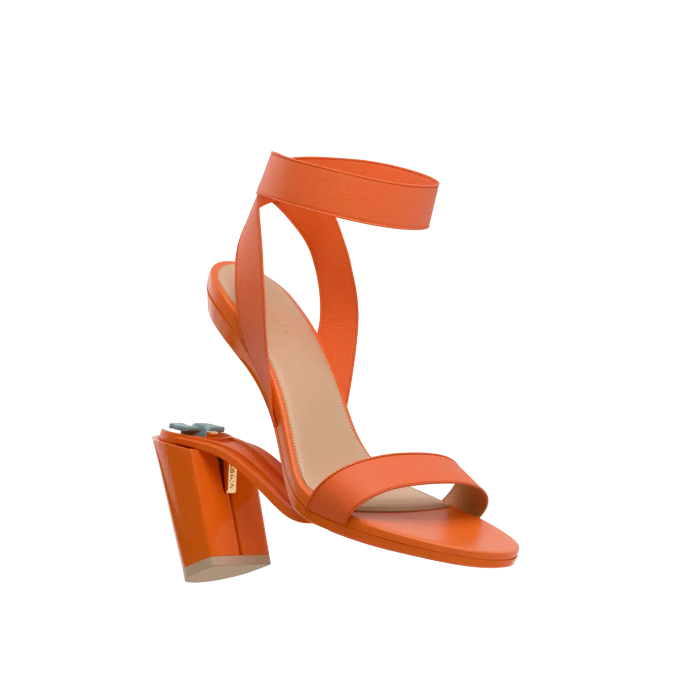 Abby Sandal - Tangerine Elastic 4" Block