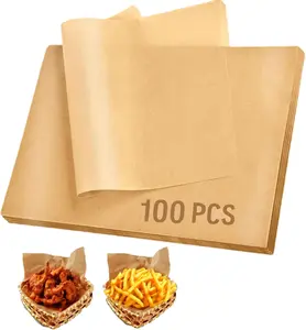 100 Pcs Parchment Paper Baking Sheets, 9x13 Inches Non-Stick Precut Baking Parchment, for Baking Grilling Air Fryer Steaming Bread Cup Cake Cookie and More (Unbleached)