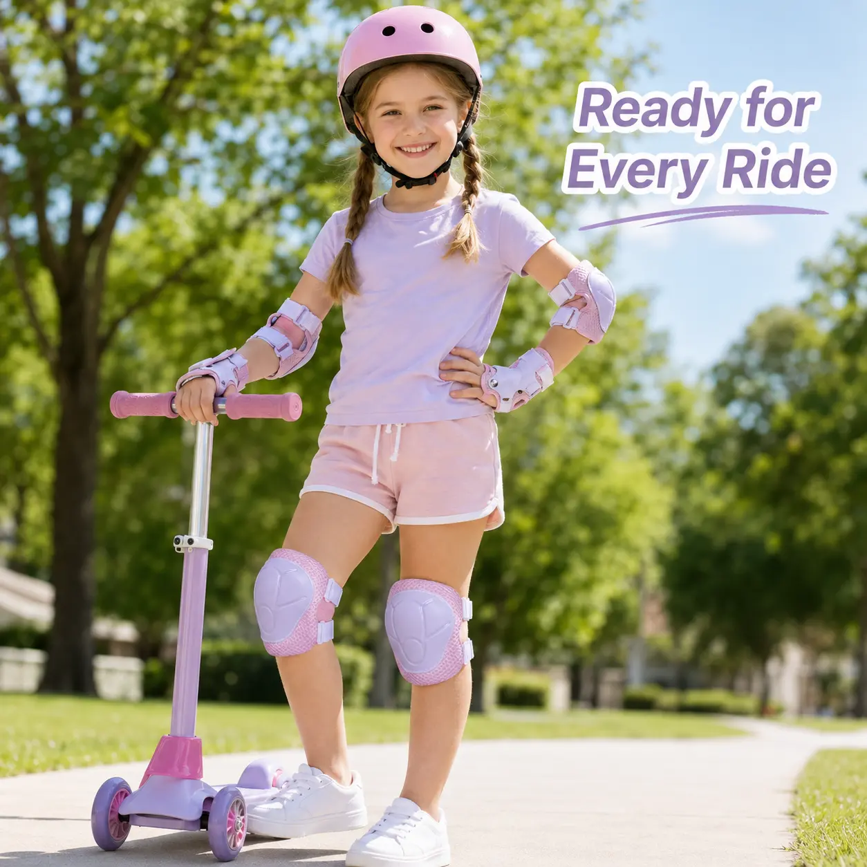 Kids Sporty Protective Gear Set - 6-Piece Adjustable EVA Foam & Breathable Mesh Knee Pads, Elbow Pads, Wrist Guards for Ages 5-10, Skateboarding, Cycling, Gifting (Christmas, Birthdays)