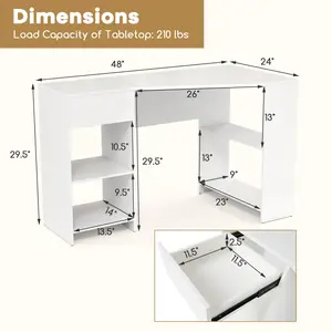 COSTWAY - 48 Inches L Shaped Corner Executive Computer Desk with Drawer-White