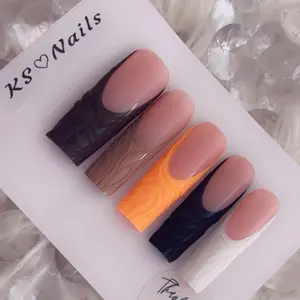 French Acrylic Press On Nails - Falling For You -Square