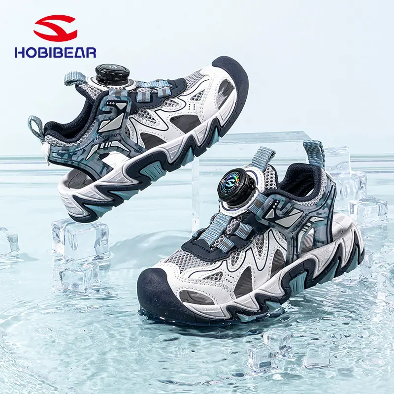 HOBIBEAR Boys' Sandals, Closed-Toe Synthetic EVA Casual Sport Footwear for Kids' Outdoor Play, Beach Ready with Soft Bottom and Rotating Buckle, Soft Bottom Sandals, Round Toe, Casual Sports