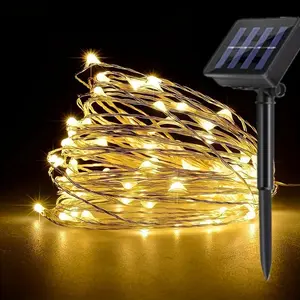 1pc solar flashing fairy Christmas string light - outdoor atmosphere decoration light string, 8 modes, easy to install, used for magical Christmas garden party decoration, suitable for RV terrace, courtyard party dining (7M)