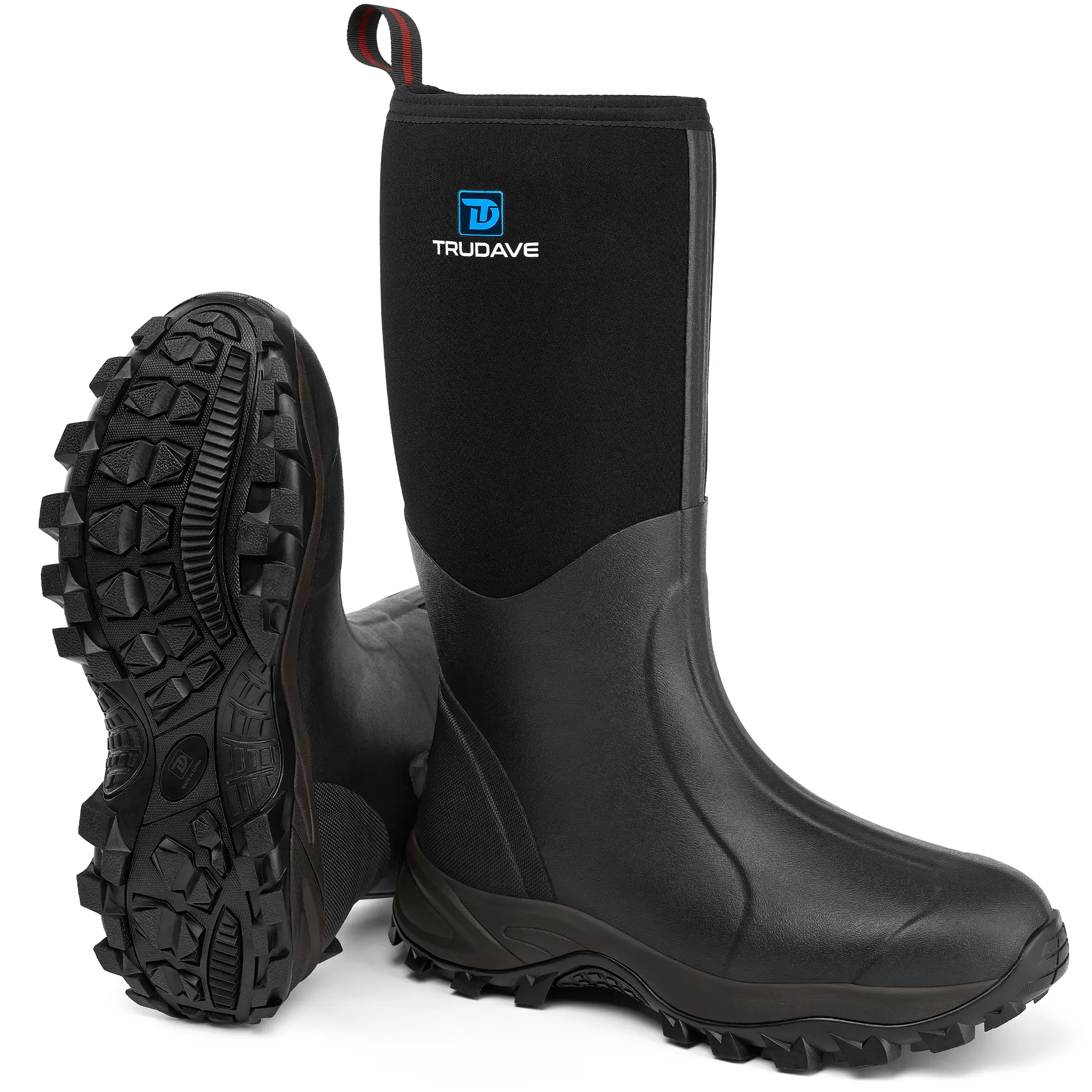 Trudave Rubber Boots for Men & Women, Waterproof Insulated Work Rain Boots, Anti-slip Outdoor Mud Boots for Working, Hunting, Fishing Shoe Rainproof Black Footwear Closed Dry,back to school,back to school haul
