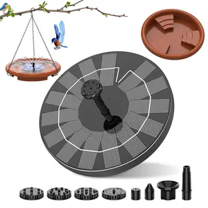 1.5W Solar Power Fountain,Bird Bath Basin,7 Different Water Features,Solar Birdbath Kit,Floating Fountain Pump For Garden Decoration,Ponds,Bird Baths,Feeding, Outdoor Solar Fountain