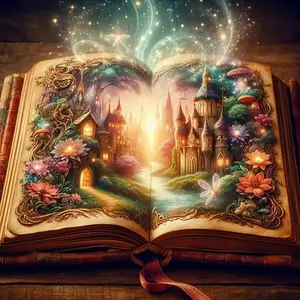 Enchanted Book with Fantasy Castle, Fairies & Floral Forest 5D Full Drill Diamond Painting Kit, Diamond Art Tools, Crystal Rhinestone Embroidery, Fairy Tale Wall Decor, DIY Craft for Home Living Room, Art & Craft Enthusiasts, Diy Kits