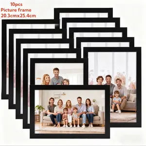 Black 5x7/8x10 photo frame 10 piece set, suitable for wall mounted or desktop display, suitable for family photos and home decoration