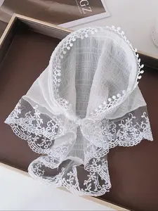 Women's Garden Style Hairband Headscarf, High-End Lace Hair Accessory, Beach Atmosphere Photo Upgrade Triangle Scarf, Casual Soft Scarf, All Seasons