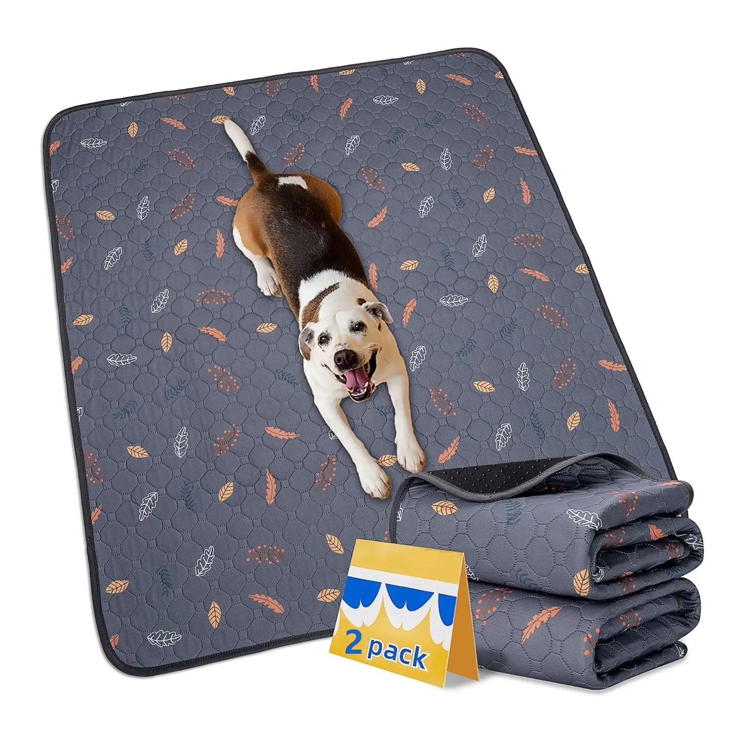 2pcs Dog Pee Pads (2-Piece Sets), 2026 Upgraded Reusable Washable Puppy Training Pads, Odor Control, Leak-Proof, Non-Slip Base, Easy to Clean for Home & Travel, Two Piece Sets