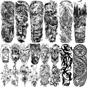 20 Animal Totem Temporary Tattoos, 8 Full Arm Angel Skull Designs, 12 Waterproof Half Arm Floral Tattoos, for Men Women, Party Daily Use, Tattoos Stickers, Fake Tattoos
