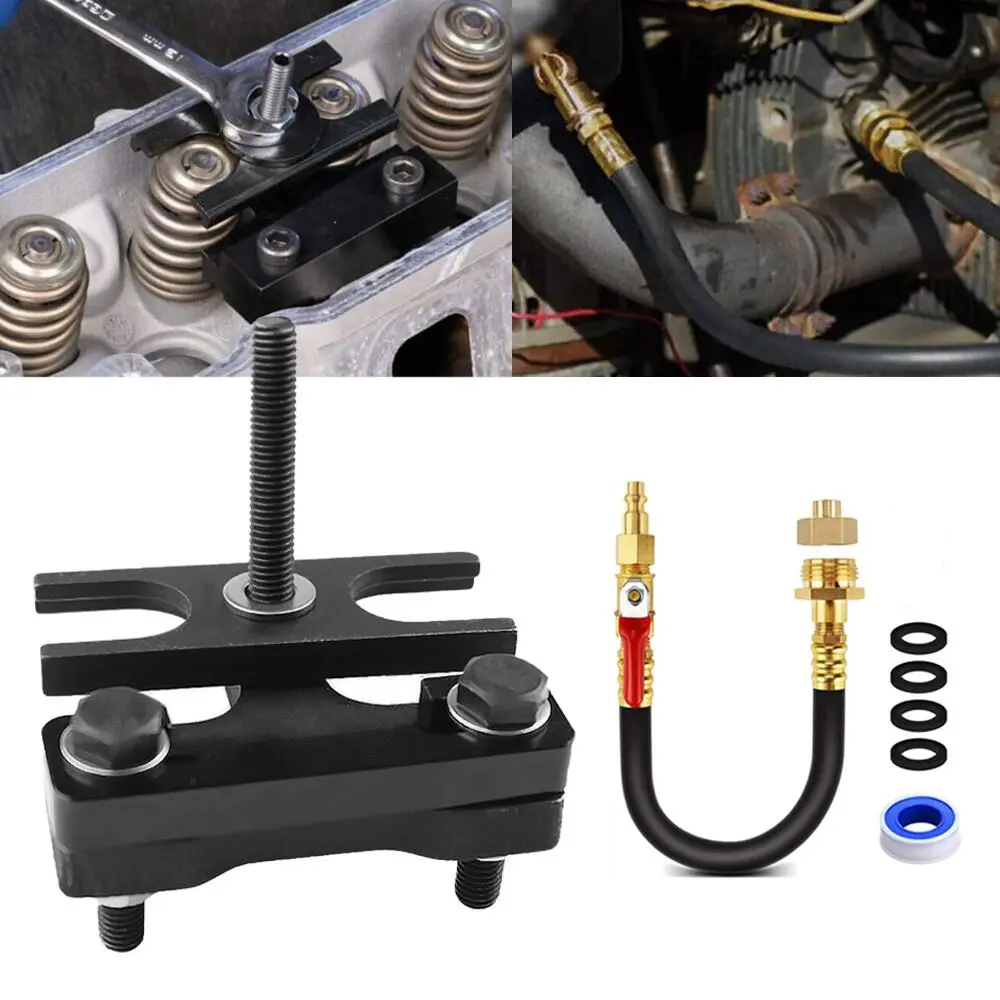 CarTok Pneumatic Valve Spring Compressor Tool, LS Swap Hack with Air Hose, CNC Steel for GM Chevy 5.3L 6.0L Silverado Camaro, Heads-On DIY Car Repair Tool Hydraulic Material Lift Dolly
