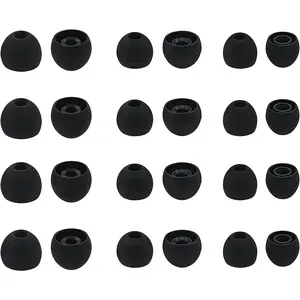 Ear Tips for in-Ear Headphones, S/M/L Sizes 12 Pairs Soft Silicone Earbuds Tips Eartips with 3.8mm Connector Hole, Fit Most in-Ear Earbuds(Inner Hole 3.8mm -4.8mm) 12 Pairs, Black, S/M/L