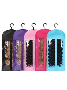 5/3Pcs Wig Storage Bag With Hook Wig Storage Hanger Zipper Transparent Dustproof Wig Storage Bag, Hair Extension Holder Wig Bag Wig Storage For Multiple Wigs Holder Hair Extension Hanger Wig Tool Wigs Accessories For Salon & Home Use