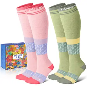 Lalapapa Thick Soft Cotton 15-20mmHg Knee-High Compression Socks for Women & Men, Breathable Mid-Crew Sports Socks for All-Day Comfort