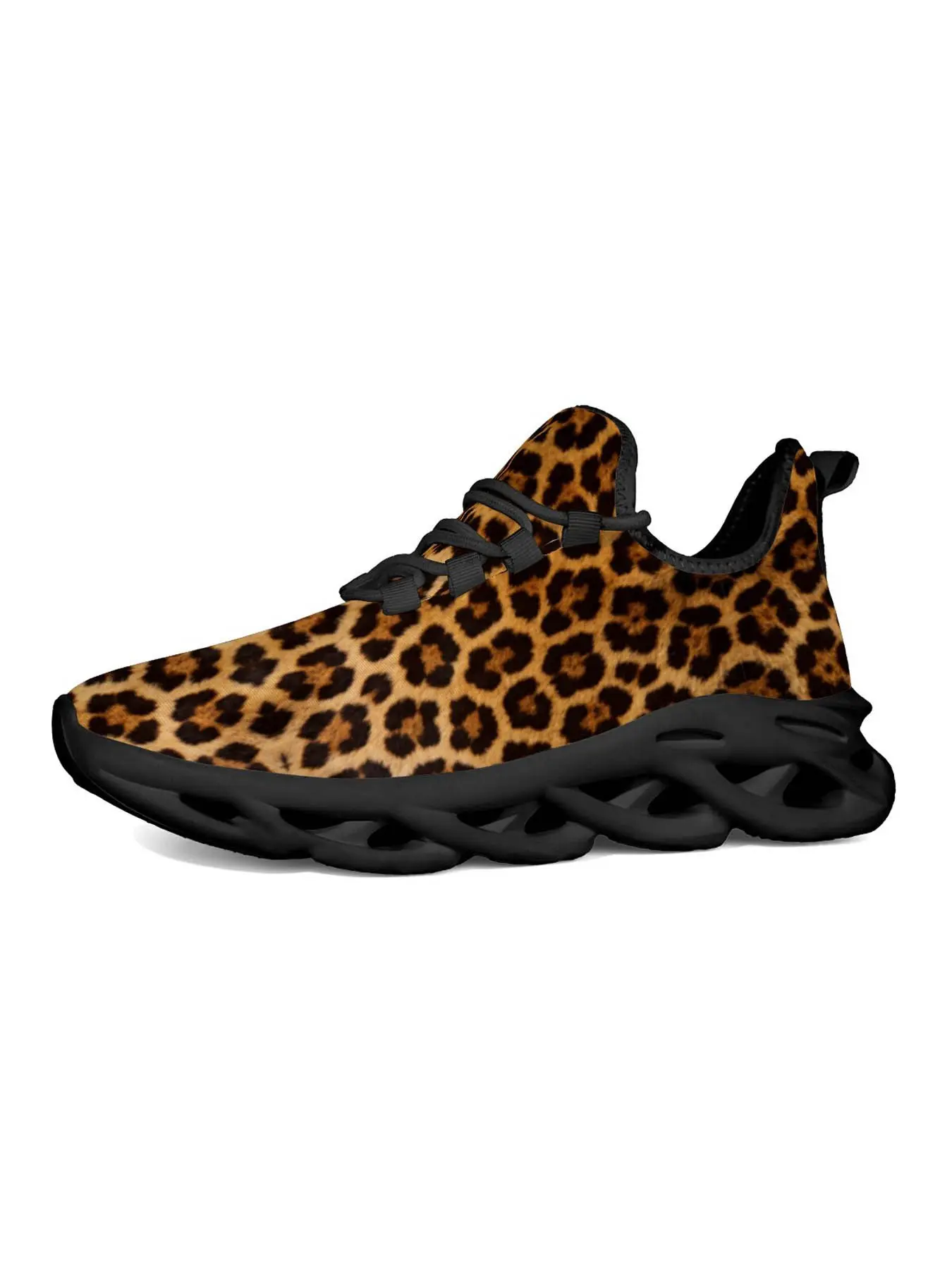 Leopard Print Fashion Sneakers, Unique Artistic Graffiti Style, Classic Thick Sole Design, Vibrant Colors, Essential for Young Women