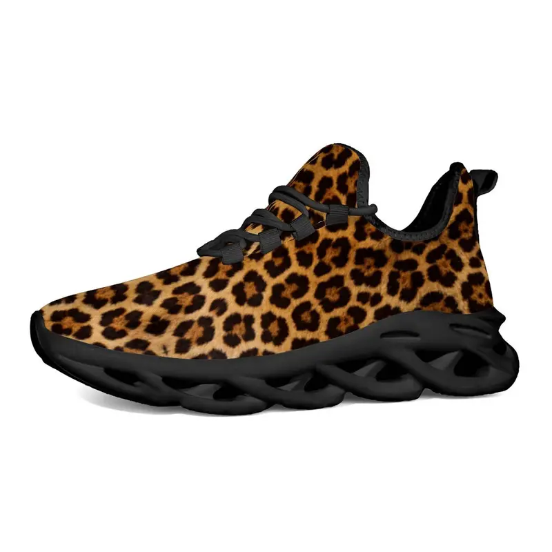 Leopard Print Fashion Sneakers, Unique Artistic Graffiti Style, Classic Thick Sole Design, Vibrant Colors, Essential for Young Women, Sneaker Shoes