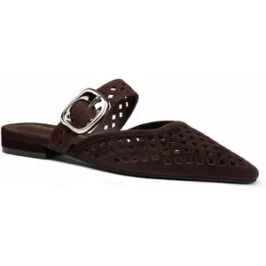 Women’s Genuine Sheepskin Pointed Toe Mule Loafers,Leather Backless Slip-On Flats for Work Casual