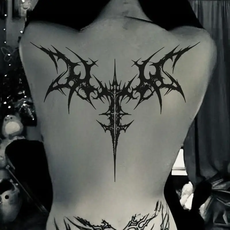 1pcs Devil's Wings Herbal Juice Tattoo Patch Dark Gothic Fake Tattoo Men and Women's Abdominal Waterproof Durable Temporary Tattoo Party Gift Y2K Demon Wing Waterproof Temporary Tattoos