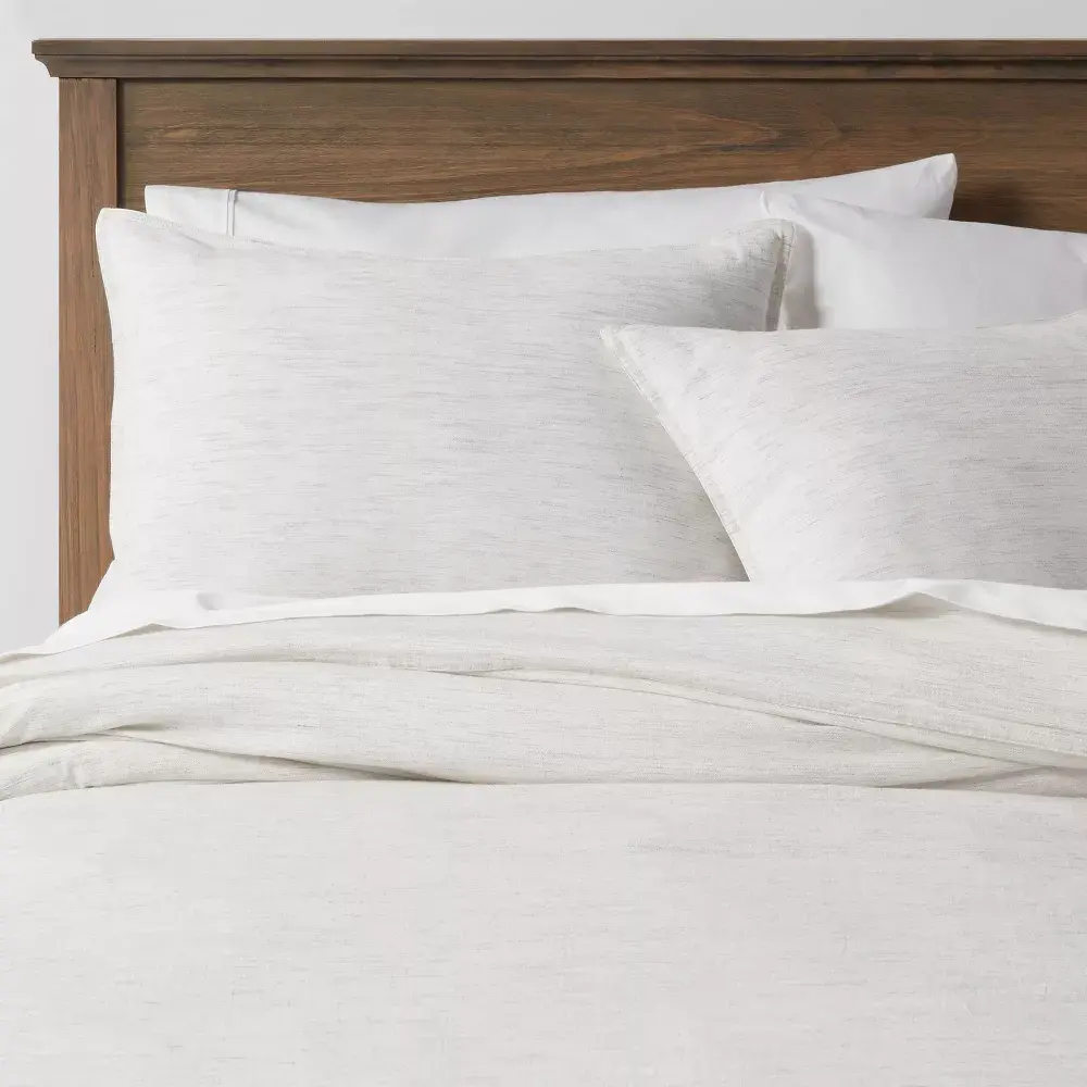 Threshold 3pc Space Dyed Cotton Linen Comfy Decorative Duvet & Sham Set with Zipper, Light Weight Bedding Collection, Comfy Bedding Set, Decorative Bedding Set