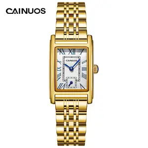 CAINUOS 5041 Women's Tank Style Rectangular Watch, 22*26mm Mini Dial Quartz Watch, Stainless Steel Strap Waterproof High Hardness Mineral Glass, Old Money Quiet Luxury Everyday Dress Wrist Watch for Women tiktokshopspringglowup