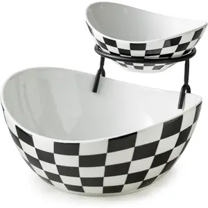 Tiered Chip and Dip Serving Set with Stand Ceramic Appetizer Serving Dishes Platters and Trays for Party Entertaining Checkered Kitchen Decor Reversible Animal Print Flannel Blanket for Halloween Skeleton Full Double Sided Balloon Arch and Tunnel Kit