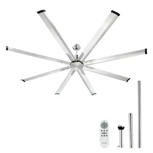 VEVOR 72-84 In Ceiling Fan with or without Light, 6-Speed Remote Control, Dimmable 3-Color Temperature, Reversible DC Motor, Low Profile Flush Mount Fan for Bedroom, Living Room, Indoor/Outdoor Use, Brushed Nickel