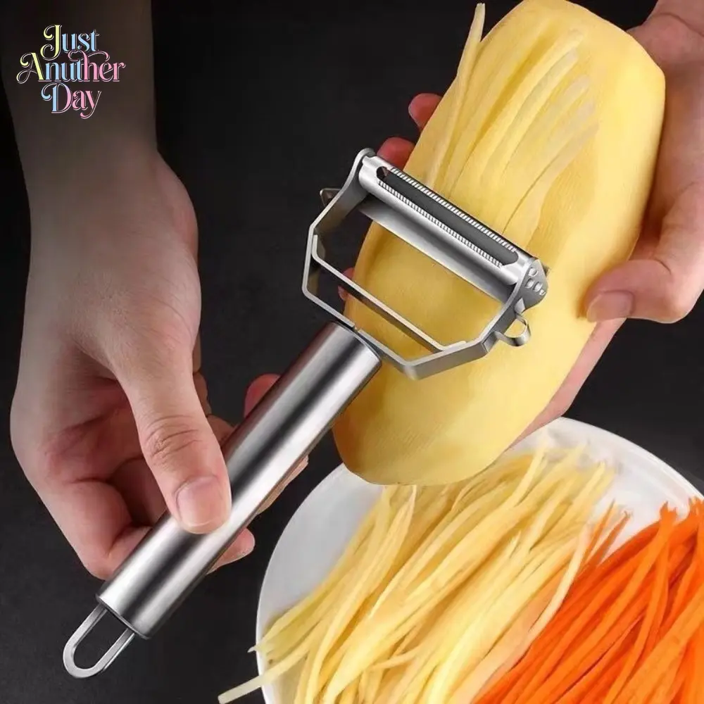 Premium Stainless Steel Dual-Head Vegetable Peeler Sharp Julienne Slicer and Peeler All-in-One Kitchen Gadget for Potatoes, Carrots and All Vegetables