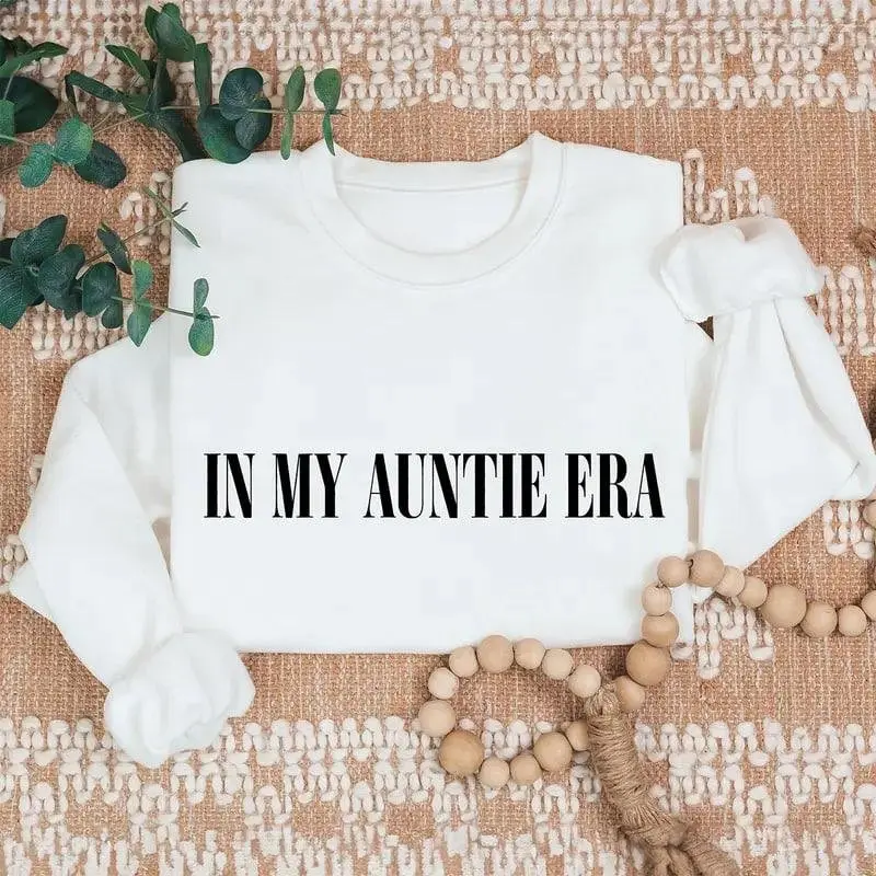 In My Auntie Era Sweatshirt & T-shirt Auntie Crewneck Sweatshirt Auntie Gift Cotton Menswear 100% Cotton OEKO-TEX Certified