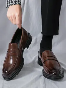 Men's Fashionable Solid Color Dress Shoes, Casual Comfortable Loafers for Work Office, Male All-match Commuter Shoes for Daily Wear