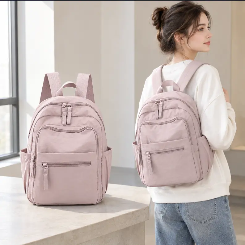 Women's Cozy Korean-Style Mini Backpack, Lightweight Solid-Color Bag with Curved Straps, 2025 Spring Essential for College Students, Travel & Commuting
