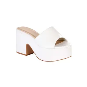 Women's White Mule Disco Sandal Shoes