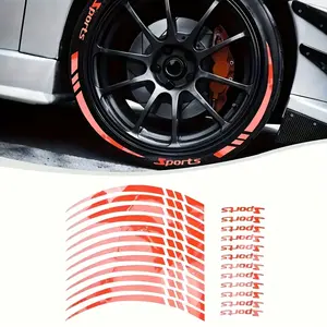 12-Piece Reflective Car Wheel Surface Sticker, Sport Style Letters, Durable Plastic, Suitable for Motorcycle and Vehicle Tires, High Visibility Sticker, Safety Enhanced Sticker, Fashion Wheel Design, Adhesive Sticker, Decal
